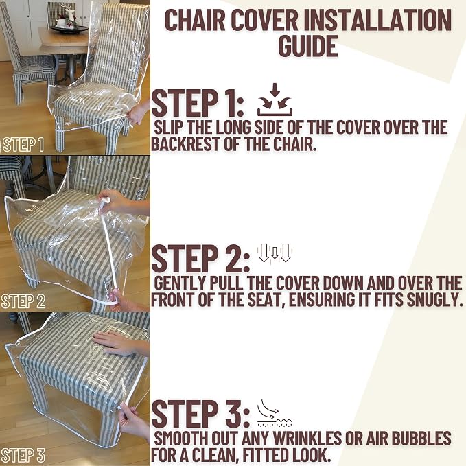 Evelots Dining Room/Kitchen Chair Cover/Protector-4 Pack- Heavy Duty Clear PVC Vinyl-No Dust/Spill/Pet Hair/Pet Claws, Easy Clean Slipcover