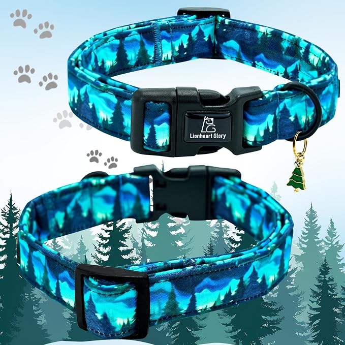 Lionheart glory Dog Collar Green Cute Collar for X-Small Dogs Spring Summer Female or Male Collars Pet Gift Adjustable Heavy-Duty Puppy Collars