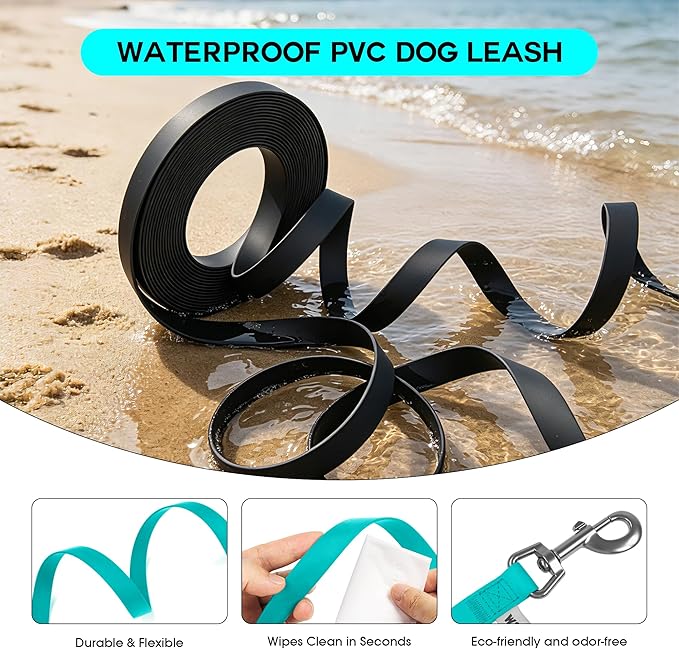 Wolfone 5ft Green Long Leash - Waterproof Training Dog Leash for Recall, Swimming, Camping, Beach, Hunting, Walking