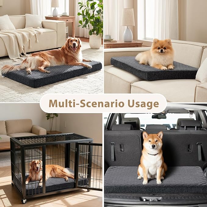 JOEJOY Orthopedic Dog Bed for Extra Large Dogs, Washable Dog Crate Bed Large Sized with Removable Cover, Egg Memory Foam Big Pet Beds, Grey, 47"x29"