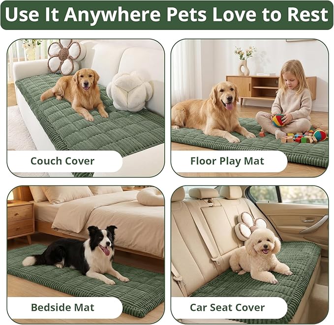 OstepDecor Couch Cover for Dogs, Washable Non Slip Sofa Cover for Pets, Soft Couch Covers for Sofa, Loveseat and Sectional, Furniture Protector Against Pet Hair & Scratches (35.4" x 35.4", Green)