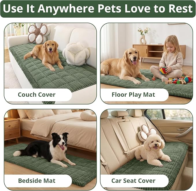 OstepDecor Couch Cover for Dogs, Washable Non Slip Sofa Cover for Pets, Soft Couch Covers for Sofa, Loveseat and Sectional, Furniture Protector Against Pet Hair & Scratches (35.4" x 47.2", Green)