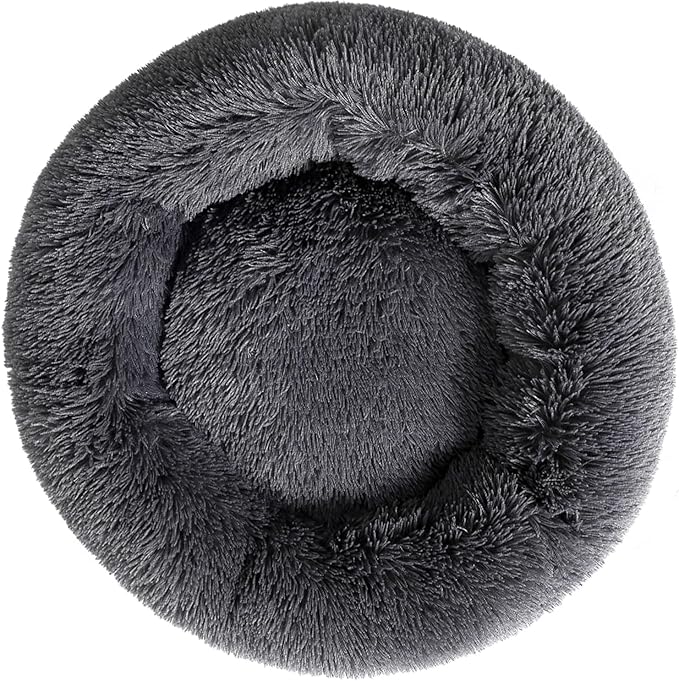 Calming Donut Cat Bed Dog Bed Round Plush Pet Bed Fluffy Rabbit Cave Warm Dog Couch Non Slip Bottom for Pets Furniture Up to 5KG