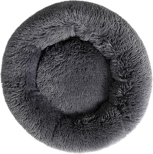 Calming Donut Cat Bed Dog Bed Round Plush Pet Bed Fluffy Rabbit Cave Warm Dog Couch Non Slip Bottom for Pets Furniture Up to 5KG