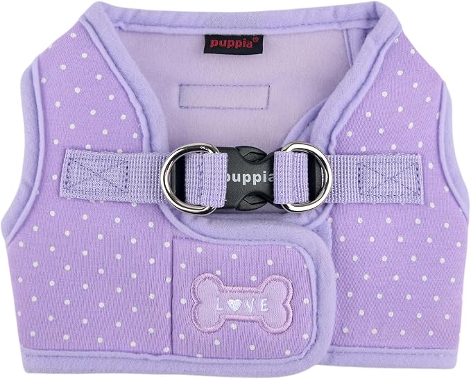 Puppia Dotty Dog Vest Harness B (Step-in) Fashionable Polka Dot Pattern Spring Summer Harness for Small Dogs, Violet, Small