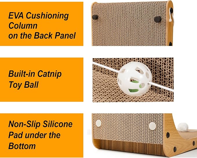 Value 2-Pack 26.8 Inch Cat Scratching Post, Premium High Density Cardboard Cat Scratcher for Multi-Cat Homes, Reinforced Durable Scratching Pad with Catnip Toy Ball for Indoor Cats