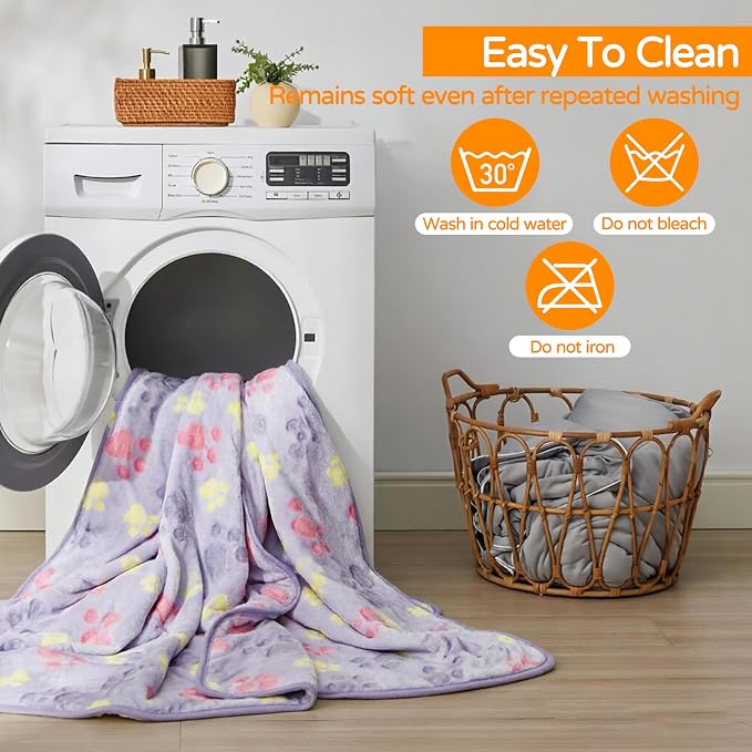 1 Pack 3 Blankets Premium Soft Fluffy Pet Flannel Blanket,Paw Printed Throw for Dogs, Cats and Puppies (Heart Set, 23×16 inch, Pack of 3)