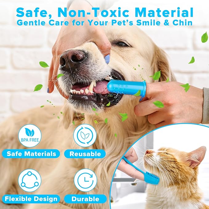 Augwind 6PCS Pet Grooming Kit for Dogs, Cats and Horses | Dog Washing Gloves | Cleanroom Gloves | Dog Bath Brush | Dog Bath Gloves | Dog Shampoo Brush | Dog Bath Supplies (Light Blue)
