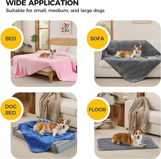 Sunheir Waterproof Dog Blankets for Medium Dogs - Puppy Blanket Washable for Couch Protection, Soft Sherpa Fleece Cat Throw Blanket to Prevent Urine Leaks & Protects Furniture 30"X 40", Pink