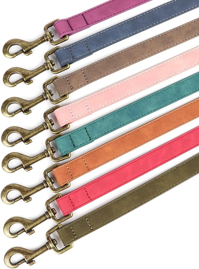 Didog PU Leather Dog Leash, Colorful Dog Leash 4ft, Strong and Durable Faux Leather Lead, Walking and Training Lead for Small Medium Dogs,Purple