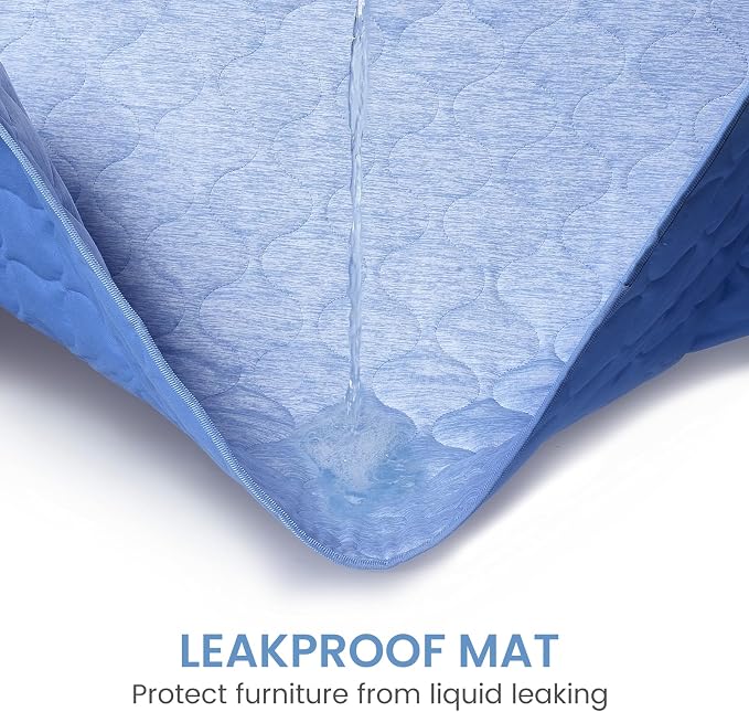 Cozy Bliss Deluxe Leakproof Cooling Blanket for Large Dogs Q-Max 0.5, Soft & Durable Washable Pet Cooling Mat for Hot Weather, Livingroom, Couch & Bed Protector for Cats, Haze Blue, 40"x60"