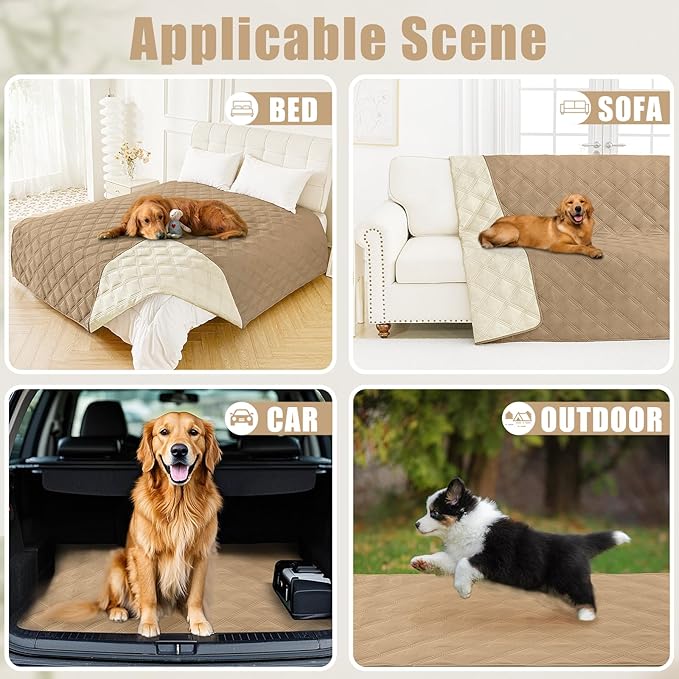 Smiry Waterproof Dog Bed Cover Blanket 30x82, Soft Reversible Pet Blanket, Washable Leakproof Cats Dogs Couch Cover for Sofa, Couch, Furniture, Lattice, Camel/Beige
