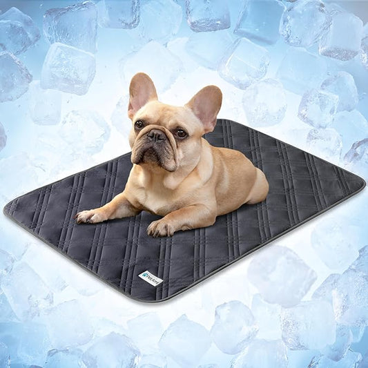 PetAmi Dog Cooling Mat, Waterproof Self Cooling Dog Pad with Non-Slip Backing, Q-Max >4.0 Pet Cooling Mat for Crate, Couch, Kennel & Car, Indoor Outdoor Summer Use, Grey, 29x40