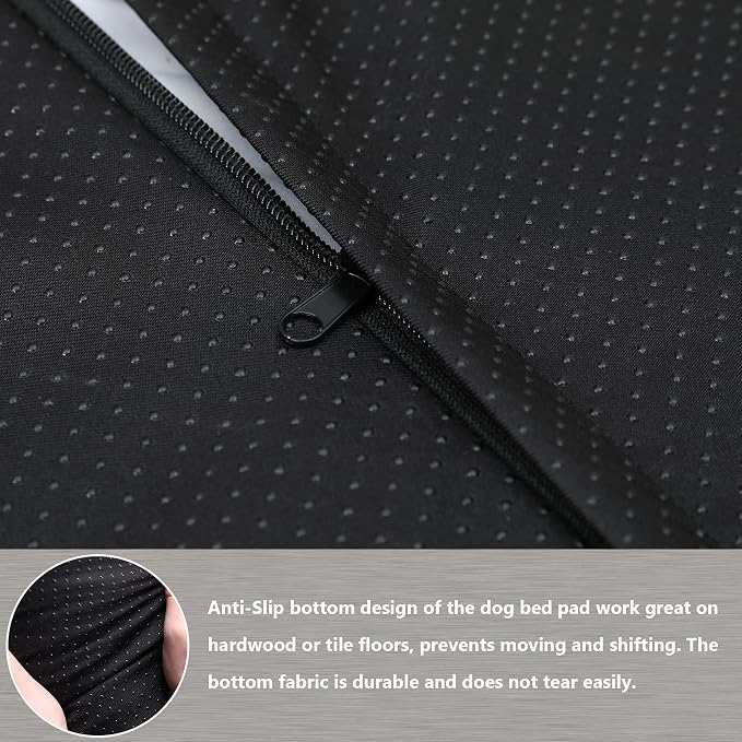 Vonabem XXL Dog Bed Washable, Waterproof Large Pet Beds with Removable Cover, 48 inch Dog Crate Pad for Jumbo XXLarge Dogs, Soft Plush Thick Pets Pads for Sleeping Grey
