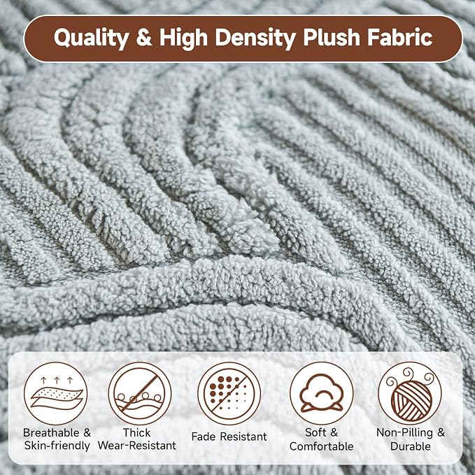 OTOB All Season Couch Cover for Dogs Washable, Non Slip Fuzzy Plush Pet Couch Covers, Cat Kids Pet Friendly Soft Armrest Sofa Slipcovers Furniture Protector, 1 Piece (Light Gray, 27.6"x27.6")