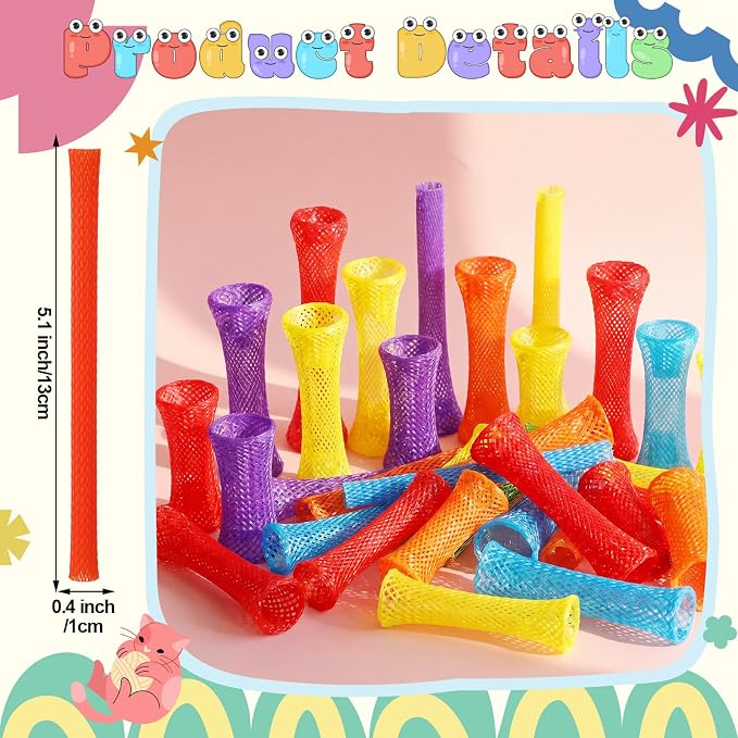 Leitee 60 Pcs Cat Spring Toys Kitten Tubes Indoor Interactive Chinese Finger Trap Cat Toys Plastic Coil for Pet Hunt Scratch(Rainbow Colors)