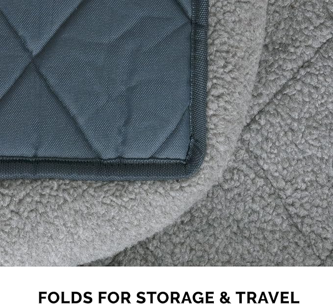 FurHaven Dog Bed for Extra Small Dogs & Cats, Bolster Crate Pad with Soft Supportive Base for Carriers & Kennels, Machine Washable, Extra Small, Sherpa Fleece, Gray