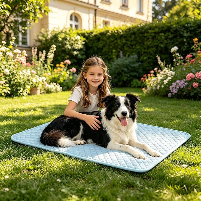 SOMOYA Dog Cooling Mat (Q-Max>0.45) Dog Bed Mats Blanket Cool Pad for Dog,Washable Ice Silk Sleep Mat Pad Breathable for Large Dogs Cats Large
