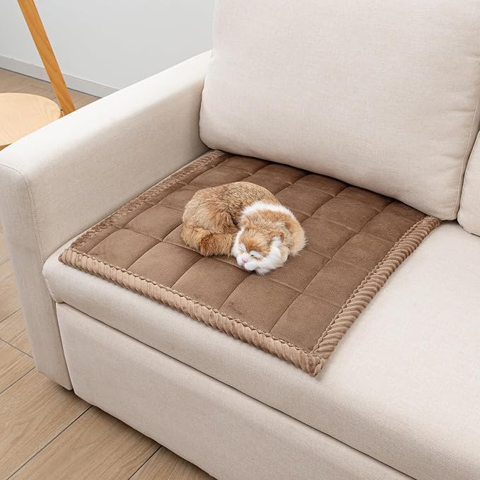 Couch Cover for Dogs Washable Pet Bed Fuzzy Pet Couch Covers Nonslip Couch Slipcover for Dogs, Kids, Pets Friendly Sofa Cover Loveseat Covers (Brown, 21''x21''/Square)