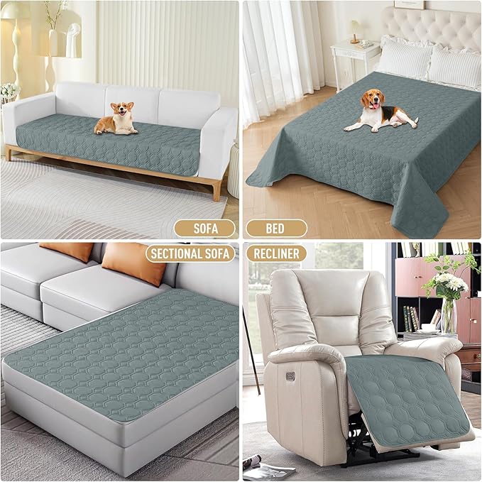 ZNSAYOTX Ultimate Cozy Blankets (40"x50") 100% Waterproof Chaise Mat Blanket for Dog Pets, Bed Couch Sofa Protector with Non-Slip Back Washable Durable, Pee Scratch Proof Easy to Clean (Dark Grey)