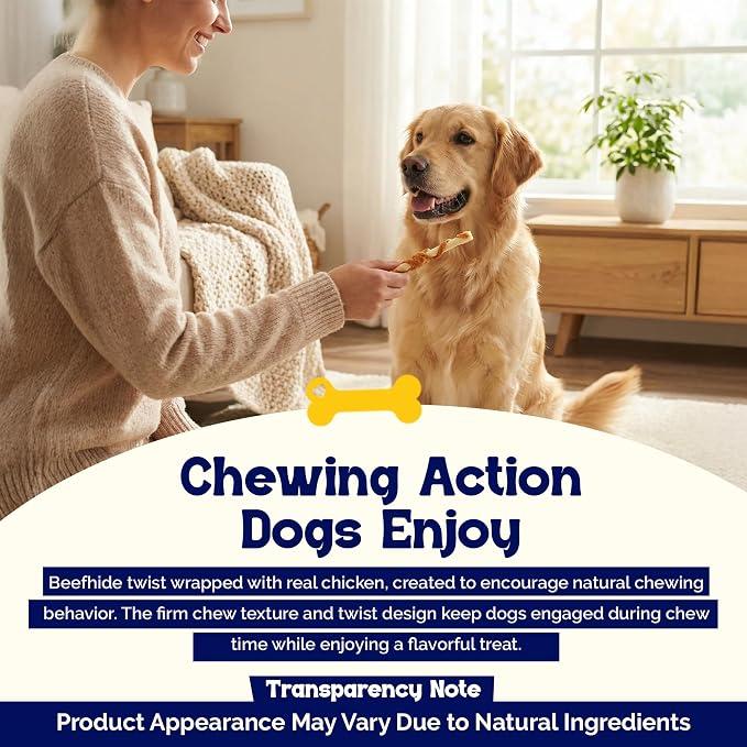 Beefeaters Beefhide 5in Twist Sticks with Real Chicken 26oz - Dog Rawhide Chews for Clean Teeth & Training, High Protein Dog Treat Chews, Chicken Wrapped Rawhide Sticks, No Artificial Colors or Flavor