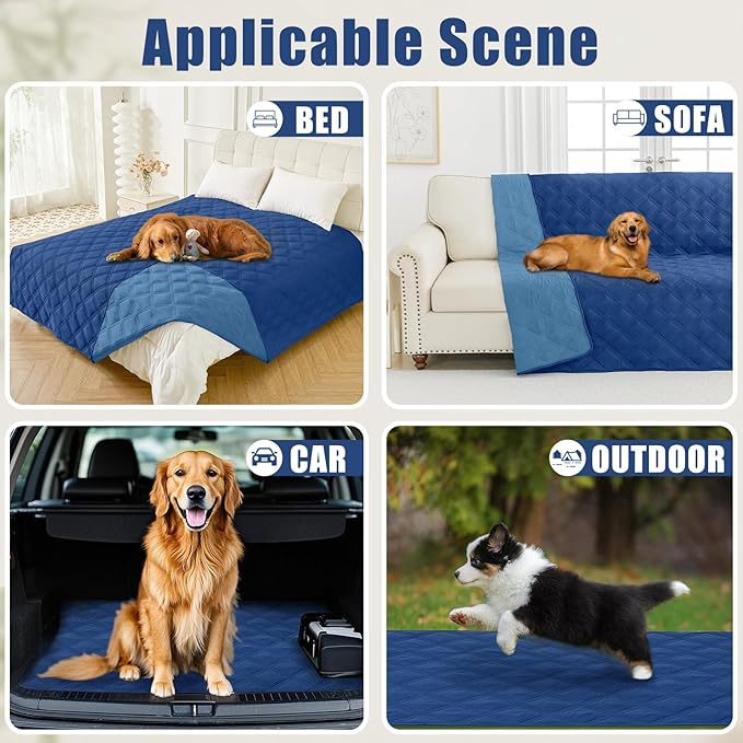 Smiry Waterproof Dog Bed Cover Blanket 40x80, Soft Reversible Pet Blanket, Washable Leakproof Cats Dogs Couch Cover for Sofa, Couch, Furniture, Navy/Blue