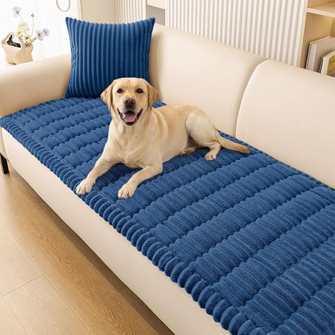 Smiry Couch Cover for Dogs, Non Slip Washable Sofa Protector for Pets, Soft Furniture Cover for Pet, Stylish Sofa Covers, Cozy Protect Against Fur, Dirt & Everyday Messes (Navy Blue, 27.6" x 70.9")
