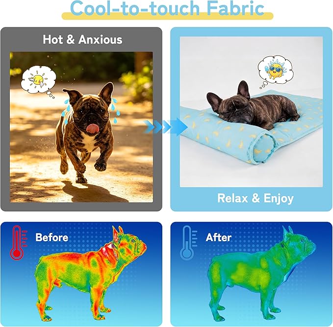 PUMYPOREITY Cooling Dog Mat, Self-Cooling Pad for Dogs & Cats, Blue, Medium, 15.7 x 23.6 x 1.9 inches