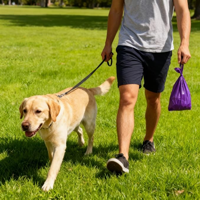 Purple T-Shirt Poop Bags with Easy-Tie Handles – Leak-Proof, Extra Thick Waste Bags for Small Dogs & Cats,6 Rolls (90 Count)