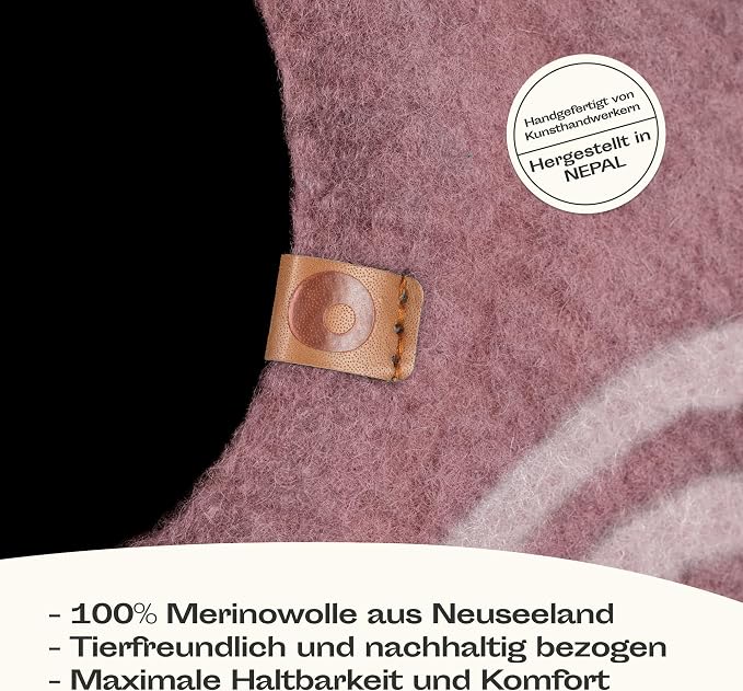 MEOWFIA Cat Cave – Premium Felt Cat Enclosure for Indoor Cats, Handmade Merino Wool (Rose Gold, Large)