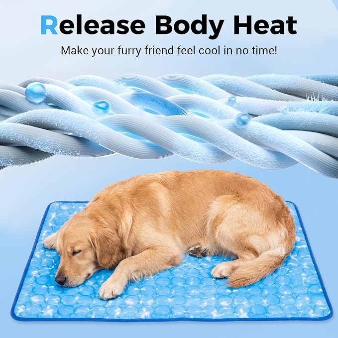 Dog Cooling Mat, Arc-Chill Cooling Fiber Self-Cooling Pad for Dogs - 28" x 22"Washable Non-Toxic Summer Pet Mat, Non-Slip Foldable Portable Soft Pad for Indoor Outdoor/Kennel Sofa Bed Floor Car