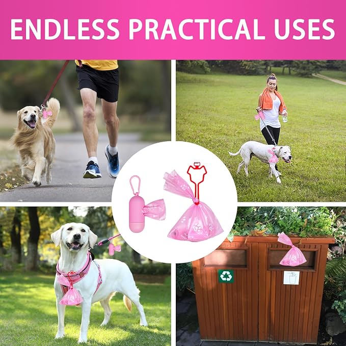 HZDHCLH Poop Bags for Dogs Leak Proof Extra Thick Dog Poop Bags, Pink Cat's Paw 18 Rolls 9" x 13" Lavender Scented Pet Waste Bag, 270 Count