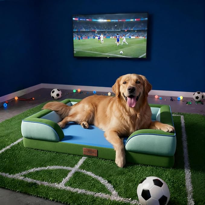 Comfort Expression Orthopedic Dog Bed for Extra Large Dogs 45x35 Inch, Waterproof Egg Crate Foam XL Pet Bed with Bolsters, Dog Couch with Washable Cover & Non-Slip Bottom, Boston