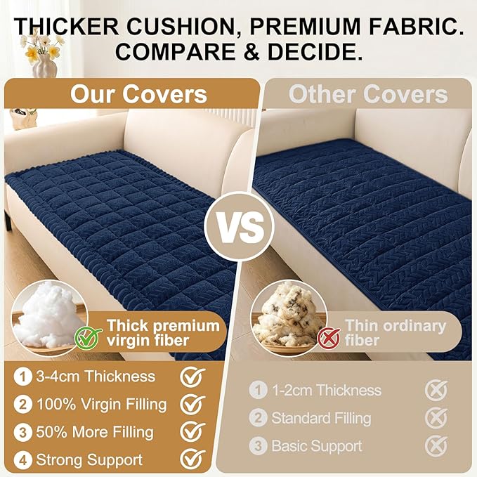 Smiry Couch Cover for Dogs, Non Slip Fuzzy Pet Sofa Arm Covers Washable for Armrest & Backrest, Soft Thick Furniture Protector for Cats Dogs, Against Fur, Dirt (Navy, 35.4" x 35.4")