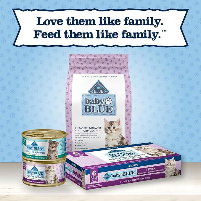 Blue Buffalo Baby Blue Natural Kitten Wet Cat Food, Healthy Growth Formula with DHA, Chicken Recipe Multi-Pack, 3-oz. Cans (6 Count)