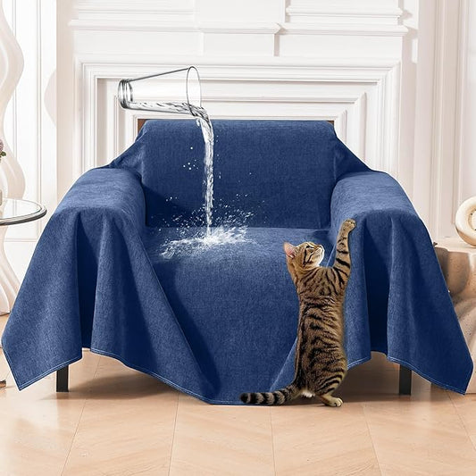 Warmstar Couch Protector from Cat Claws, Waterproof Couch Cover Anti Slip,Couch Cover 3 Cushion Sofa Washable,Anti-Scratch Pet Sofa Cover Heavy Duty,71"X91", Blue
