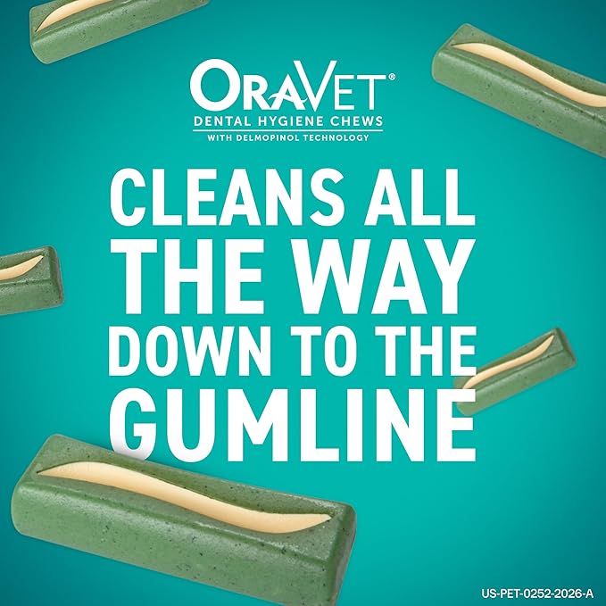 ORAVET Dental Chews for Dogs, Oral Care and Hygiene Chews (Medium Dogs, 25-50 lbs.) Purple Pouch, 30 Count