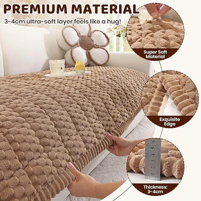 Royhom Couch Arm Covers, Arm Rest Covers for Sofa Set of 2, Thick Arm Chair Covers, Headrest Backrest Protector for Pets Recliner Loveseat Leather Cushion L Shaped Sofa (Brown, 20 x 24 Inch, 2 Pieces)