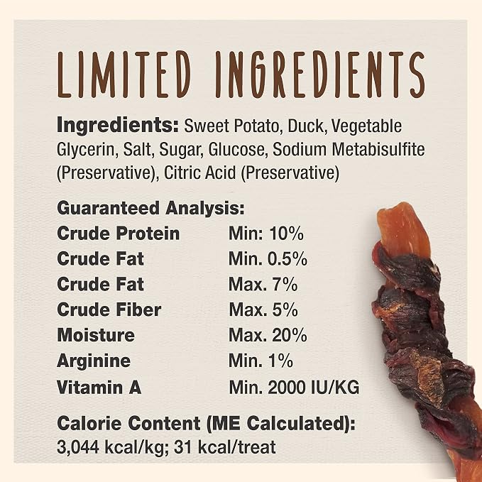 Cadet Gourmet Sweet Potato & Duck Dog Treats Wraps - Healthy & Natural Sweet Potato & Duck Dog Training Treats for Small & Large Breeds - Inspected & Tested in USA (28 oz.)