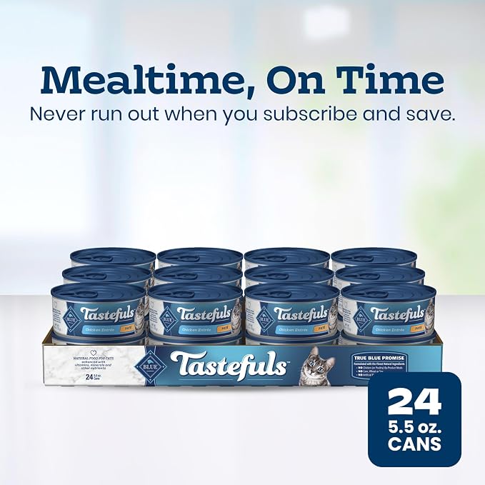 Blue Buffalo Tastefuls Chicken Paté Wet Cat Food for Adult Cats, Real Chicken First, Made with Natural Ingredients Enhanced with Vitamins, Minerals & Other Nutrients, 5.5-oz. Cans (24 Count)