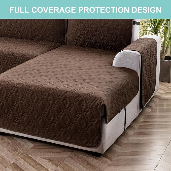 Genina Sectional Couch Covers for Dogs L Shaped Sofa Covers Chaise Lounge Cover Reversible Couch Covers for Sectional Sofa L Shape Furniture Protectors Cover for Pets, Kids (Chocolate, Large)