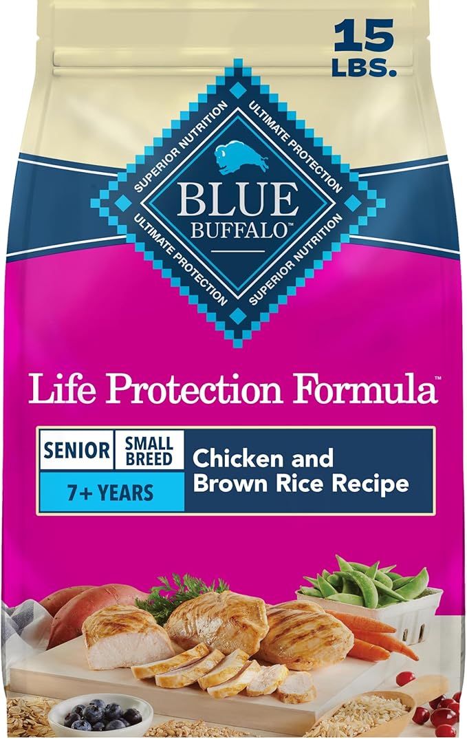 Blue Buffalo Life Protection Formula Chicken & Brown Rice Small Breed Senior Dry Dog Food Supports Immunity With Antioxidant-Rich LifeSource Bits, Promotes Healthy Muscles, Skin & Coat Health, 15 lbs.