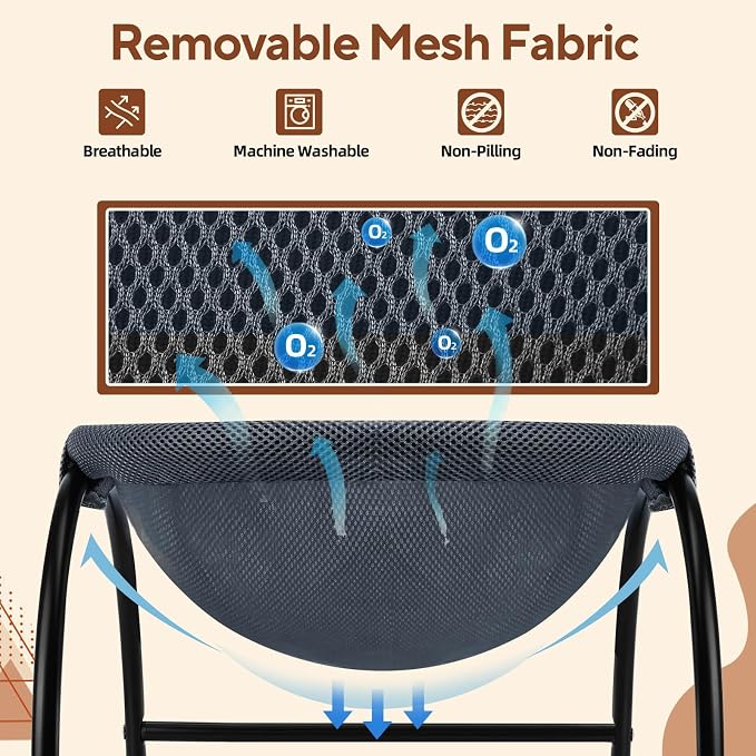 LIFLIX Raised Cat Hammock Bed, Standing Cat Cot with Washable Mesh, Pet Bed for for Kittens,Dark Blue