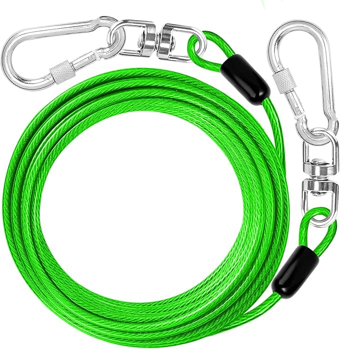 jenico Dog Tie Out Cable: 30 ft Dog Lead for Yard - Heavy Duty Chain Leash Outside for Small Large Dogs Up to 500 lbs - Outdoor Dog Runner Tether