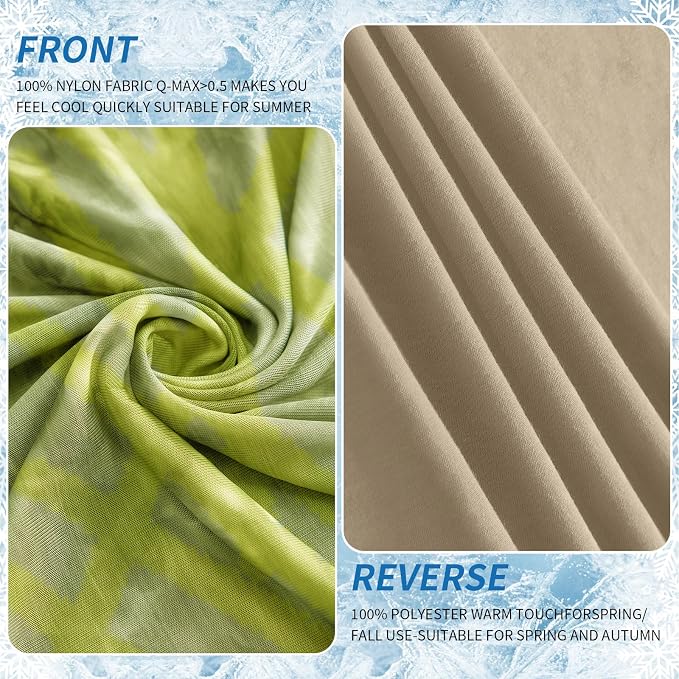 Guohaoi Cooling Throw Blanket for Hot Sleepers, Twin Size 50''×70'' Lightweight Breathable Summer Bed Blanket for Couch, Arc-Chill Q-Max >0.5 Cool Fiber,Lightweight Tie Dye Blanket Light Green