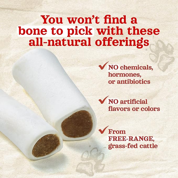 Natural Farm Filled Dog Bones, Bacon & Cheese Flavor (5-6 Inch, 3 Pack), Limited Ingredient Stuffed Dental Dog Bone Treats for Large Dogs