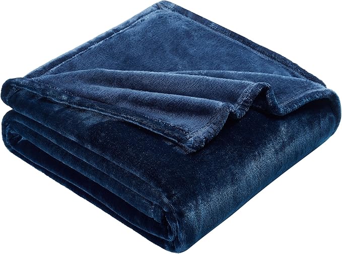 DREAMNINE Soft Cozy Plush Fleece Throw Blanket 50" x 60", Solid Shag Minky Lightweight Fuzzy Flannel Blanket for Bedroom, Luxury Washable Warm Velvet Blankets for Couch Sofa Pet, Breathable, Navy Blue