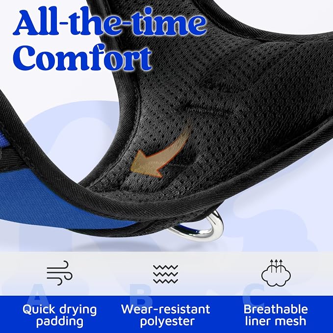 rabbitgoo Dog Harness for Large Dogs, 3 Buckles Easy On & Off No Pull Pet Vest, Soft Padded Walking Pet Harness with Control Handle, Adjustable and Reflective, Royal Blue, XL