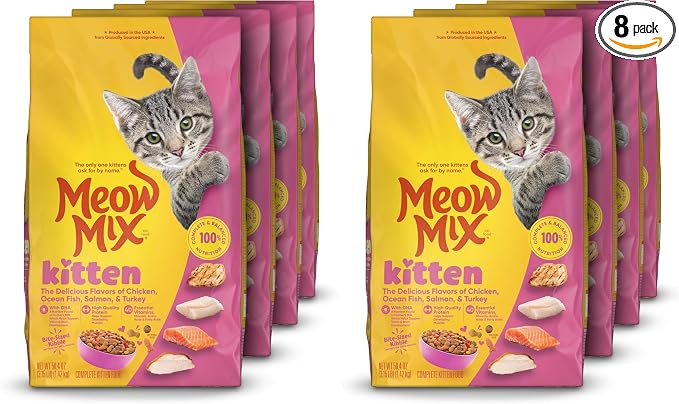 Meow Mix Kitten Li'L Nibbles Dry Cat Food,3.15 Pound Bag,(Pack of 8)