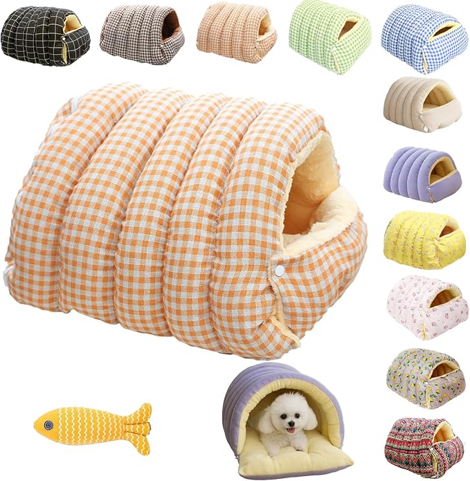 Cozy Monster Cat Bed, Niopets Cave Style Pet Bed, Warm Cats Tent Nest for Sleeping & Lounging, Removable and Washable Winter Closed-Off Cat Bed, Cute House for Small Dogs and Pets (E, Small)